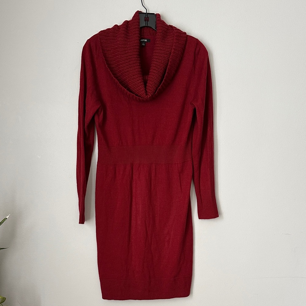 Burgundy Cowl neck, long sleeve sweater dress size L